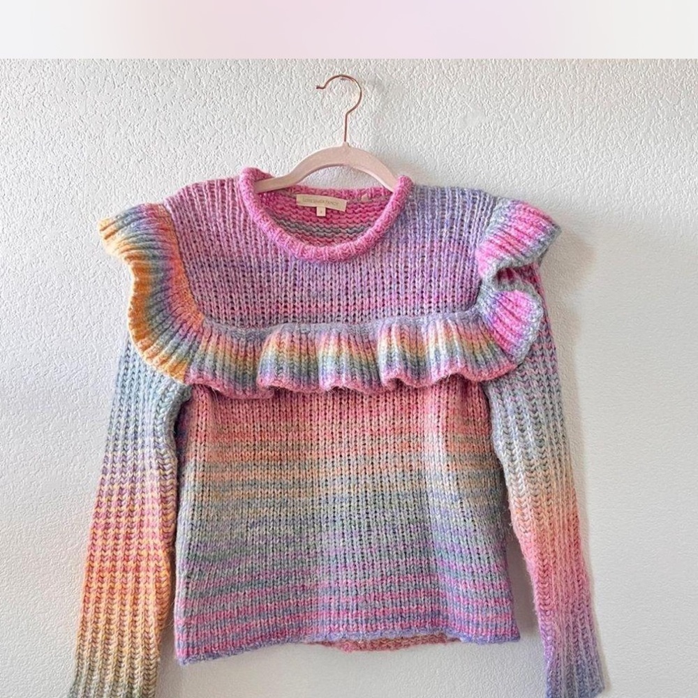 LoveShackFancy Multicolor Yumi Ruffled Sweater